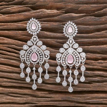 Cz Classic Earring With Rhodium Plating