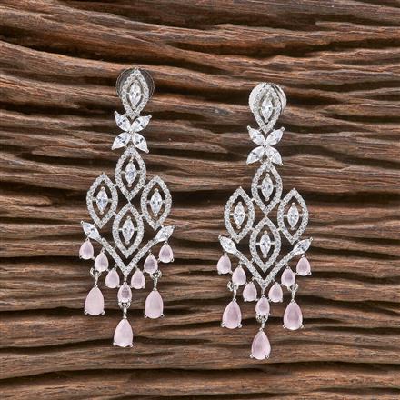 Cz Short Earring With Rhodium Plating