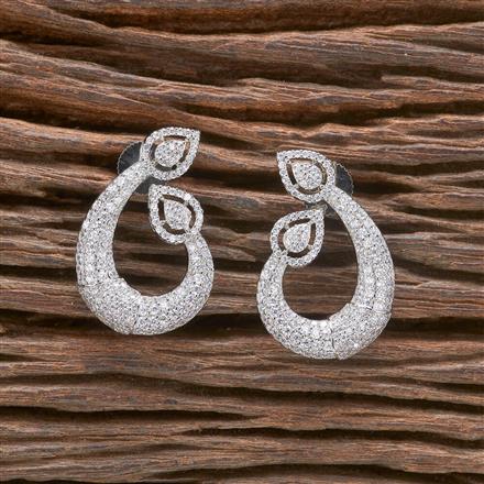 Cz Chand Earring With Rhodium 2 Tone Plating