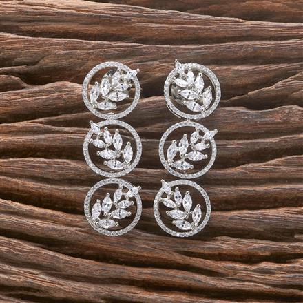 Cz Short Earring With Rhodium 2 Tone Plating