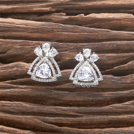 Cz Classic Earring With Rhodium 2 Tone Plating