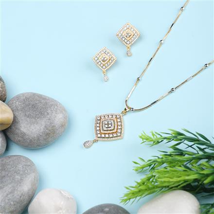 Cz Classic Pendant Set With 2 Tone Plating