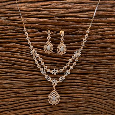 Cz Classic Necklace With Rhodium 2 Tone Plating