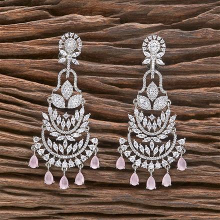 Cz Classic Earring With Rhodium Plating