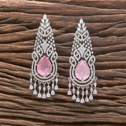 Cz Classic Earring With Rhodium Plating