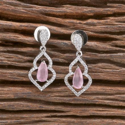 Cz Short Earring With Rhodium Plating