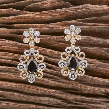 Cz Short Earring With 2 Tone Plating