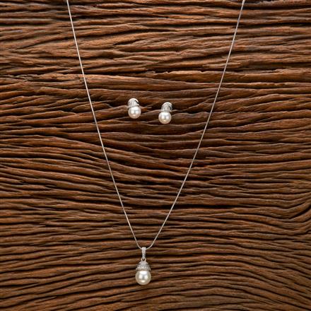 Cz Pearl Pendant Set With Rhodium Plating