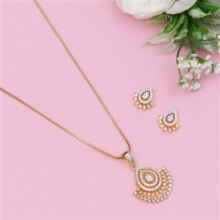 Cz Classic Pendant Set With 2 Tone Plating