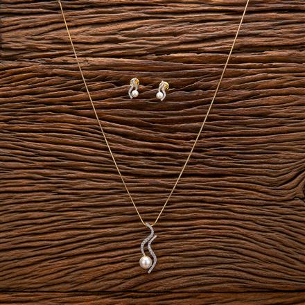 Cubic Zirconia Moti Pendant Set With 2 Tone Plating