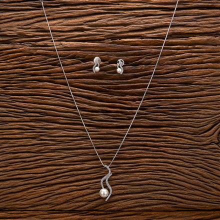 Cubic Zirconia Classic Pendant Set With Rhodium Plating