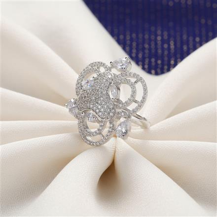 Cz Classic Ring With Rhodium 2 Tone Plating