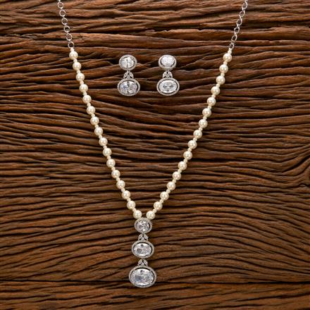Cz Classic Mala Necklace With Rhodium Plating