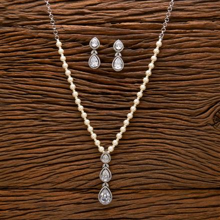 Cz Classic Mala Necklace With Rhodium Plating
