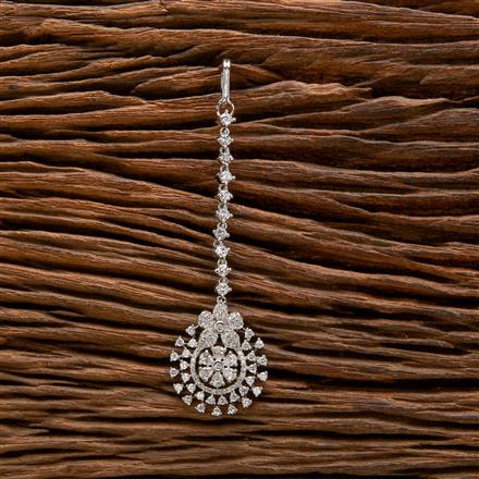 Cz Delicate Tikka With Rhodium 2 Tone Plating