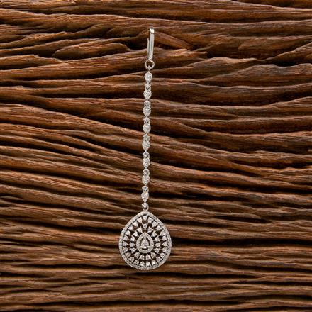 Cz Delicate Tikka With Rhodium 2 Tone Plating