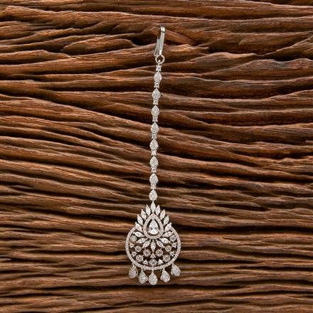 Cz Delicate Tikka With Rhodium 2 Tone Plating