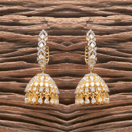 Cz Classic Jhumki With Rhodium 2 Tone Plating