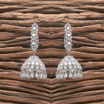 Cz Classic Jhumki With Rhodium 2 Tone Plating