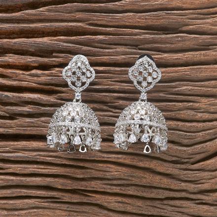 Cz Classic Jhumki With Rhodium 2 Tone Plating