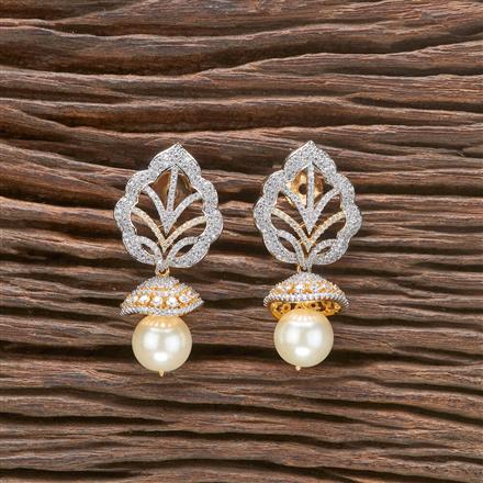 Cz Moti Jhumki With Black 2 Tone Rhodium Plating