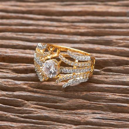 Cz Adjustable Ring With Black 2 Tone Rhodium Plating