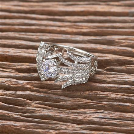 Cz Adjustable Ring With Black 2 Tone Rhodium Plating
