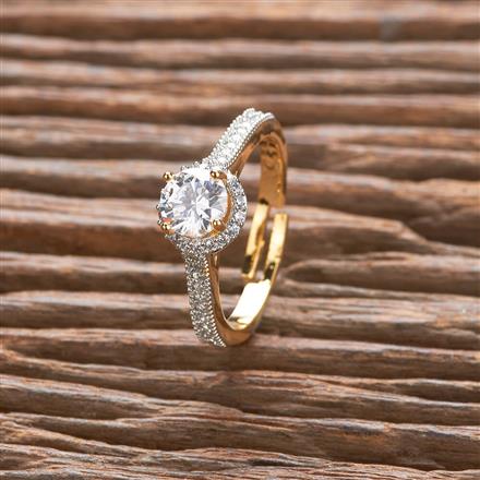 Cz Delicate Ring With Black 2 Tone Rhodium Plating