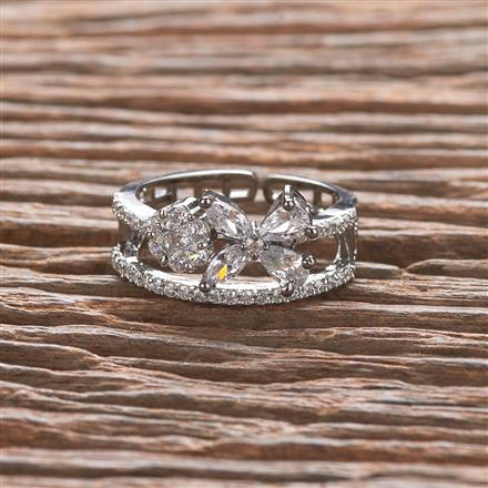 Cz Classic Ring With Black 2 Tone Rhodium Plating