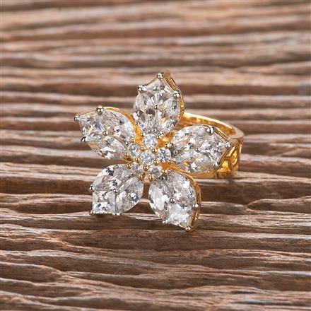 Cz Adjustable Ring With Black 2 Tone Rhodium Plating