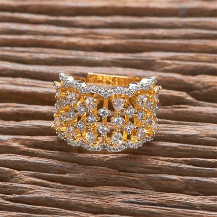 Cz Adjustable Ring With Black 2 Tone Rhodium Plating