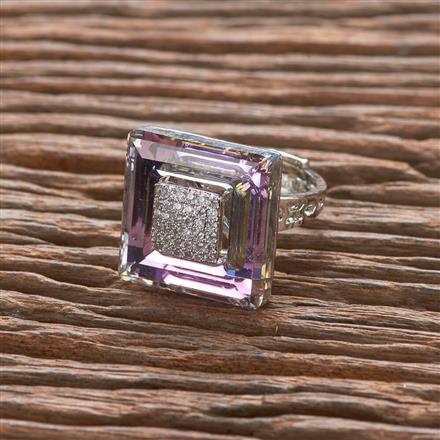 Cz Adjustable Ring With Rhodium Plating