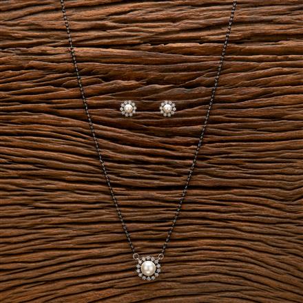 Cz Pearl Mangalsutra With Rhodium 2 Tone Plating