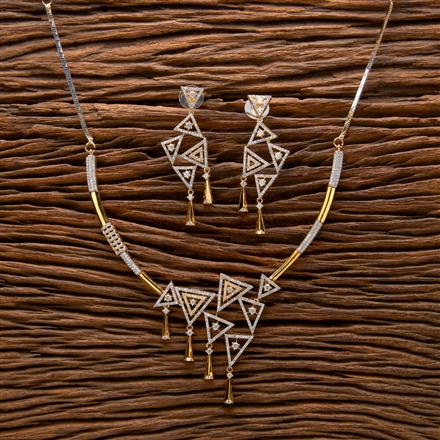 Cz Classic Necklace With Rhodium 2 Tone Plating