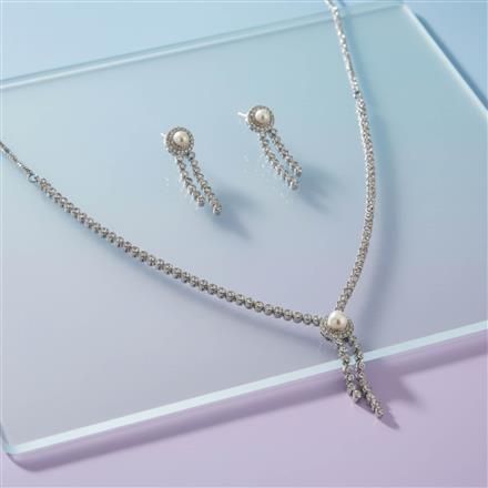 Cz Classic Necklace With Rhodium 2 Tone Plating
