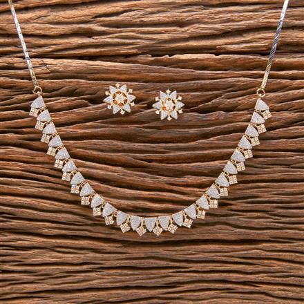 Cubic Zirconia Delicate Necklace With 2 Tone Rhodium Plating