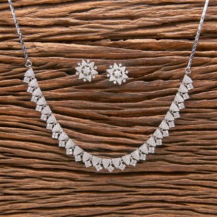 Cubic Zirconia Delicate Necklace With 2 Tone Rhodium Plating