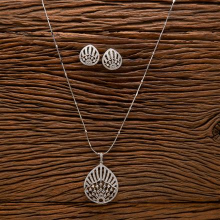 Cz Classic Pendant Set With Rhodium Plating