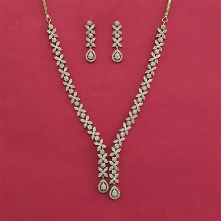 American Diamond Classic Necklace with Rhodium Plating 2 Tone Plating Mehndi Plating