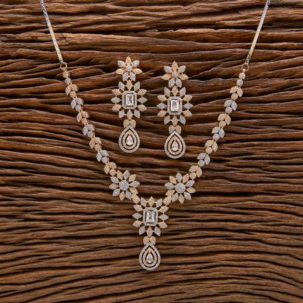 Cubic Zirconia Delicate Necklace With 2 Tone Rhodium Plating