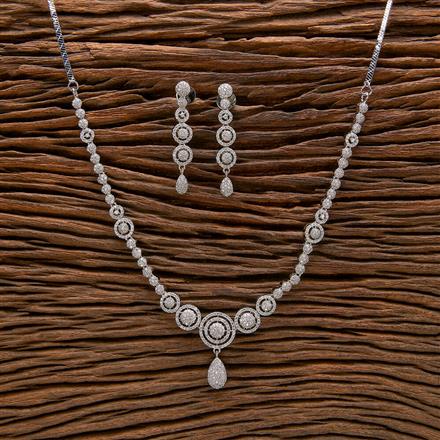 Cubic Zirconia Delicate Necklace With 2 Tone Rhodium Plating