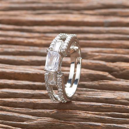 Cz Adjustable Ring With 2 Tone Plating