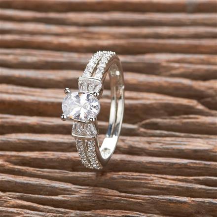 Cz Adjustable Ring With Rhodium 2 Tone Plating
