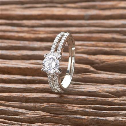 Cz Adjustable Ring With Rhodium 2 Tone Plating