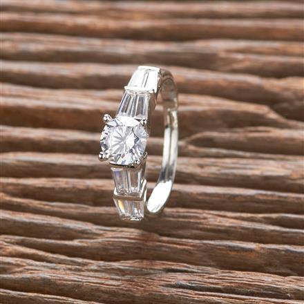 Cz Adjustable Ring With Rhodium 2 Tone Plating