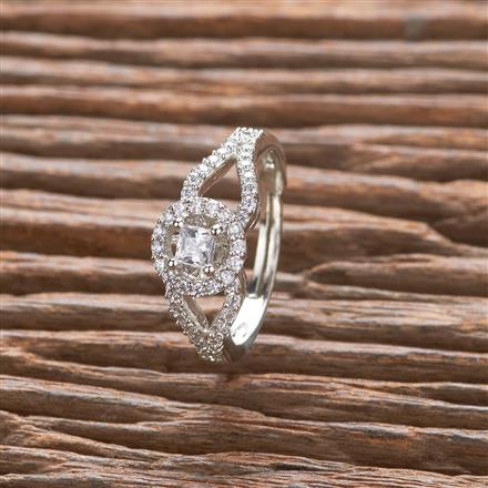 Cz Delicate Ring With Rhodium 2 Tone Plating