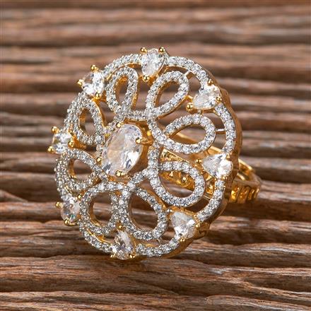 Cubic Zirconia Classic Ring With 2 Tone Plating