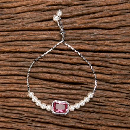 Cubic Zirconia Adjustable Bracelet With Rhodium Plating