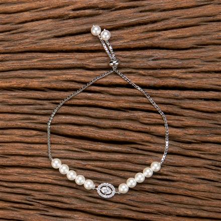 Cubic Zirconia Pearl Bracelet With Gold Rhodium Plating
