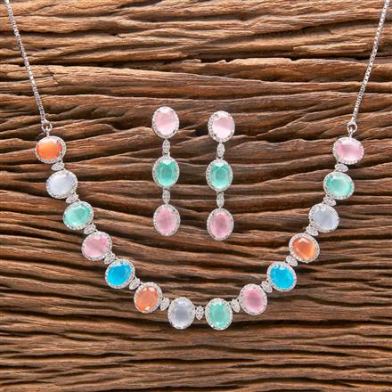 Cubic Zirconia Classic Necklace With Rhodium Plating